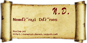Neményi Dénes névjegykártya
